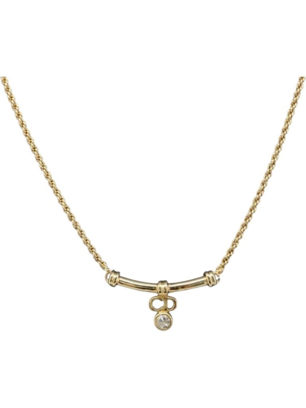 Christian Dior CD Stone Necklace metal Gold